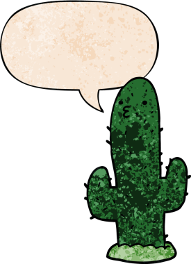 bir insan tarafından çizilmiş eski moda konuşma baloncuklu çizgi film kaktüsü.