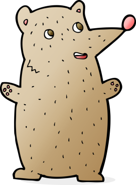 Bir insan tarafından çizilmiş komik çizgi film ayısı.