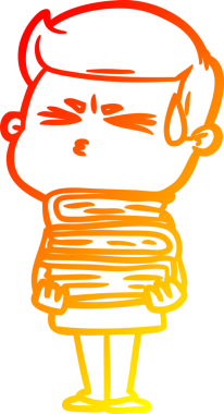 Bir insan tarafından çizilmiş terleyen bir çizgi film karakterinin sıcak çizgi çizimi.