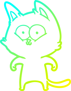 Bir insan tarafından çizilen çizgi film kedisinin soğuk gradyan çizgisi.