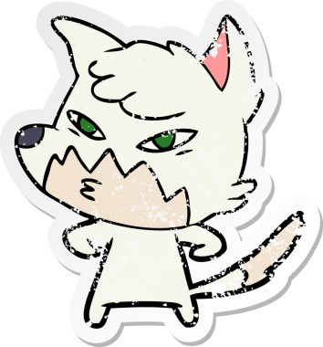 Bir insan tarafından çizilmiş zeki bir tilkinin sıkıntılı çıkartması.