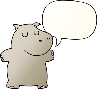 bir insan tarafından çizilmiş düzgün eğimli konuşma baloncuklu çizgi film hipopotamları