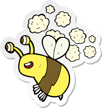 Bir insan tarafından çizilmiş mutlu arının çıkartması.