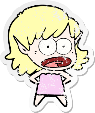 Bir karikatürün sıkıntılı çıkartması bir insan tarafından çizilmiş elf kızı şok etti.