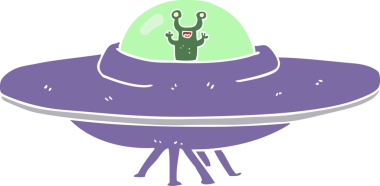 Bir insan tarafından çizilmiş uzay gemisinin düz renk çizimi