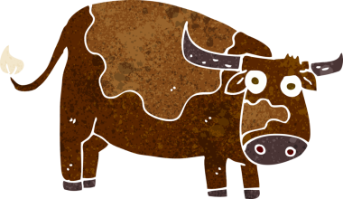 bir insan tarafından çizilmiş çizgi film ineği