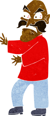 Bir insan tarafından çizilmiş kızgın yaşlı bir adam.