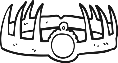 Bir insan tarafından çizilmiş siyah beyaz karikatür tacı.