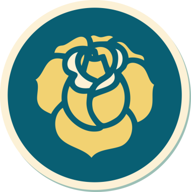 Bir insan tarafından çizilmiş geleneksel bir çiçek stiliyle dövme çıkartması.