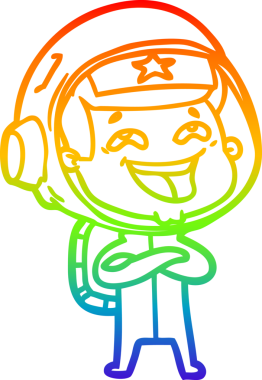 Gökkuşağı gradyan çizgi çizimi Bir insan tarafından çizilmiş gülen astronot