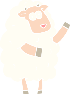 Bir insan tarafından çizilmiş düz renkli çizim koyunu