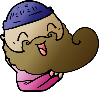 Bir insan tarafından çizilmiş mutlu sakallı adam.