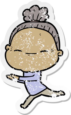 Bir insan tarafından çizilmiş barışçıl yaşlı bir kadının sıkıntılı çıkartması.