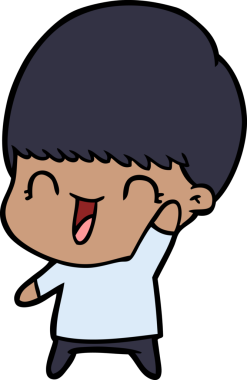 Bir insan tarafından çizilmiş mutlu çizgi film çocuğu.