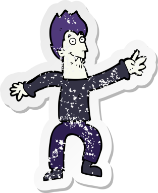 Bir insan tarafından çizilmiş bir vampir çizgi filminin gerilimli yapıştırması.