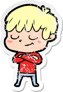 Bir insan tarafından çizilmiş mutlu bir çocuğun sıkıntılı çıkartması.