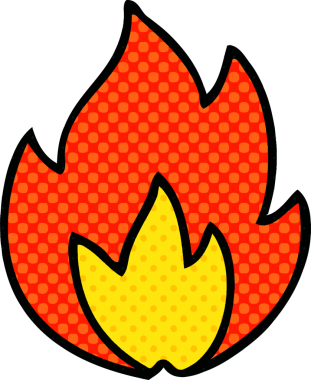 Bir insan tarafından çizilmiş çizgi roman tarzı bir ateş.