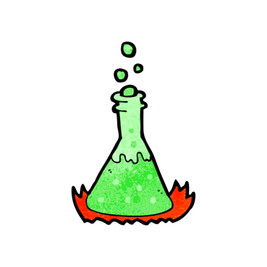 Bir insan tarafından çizilmiş köpüren kimyasallar.