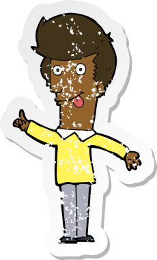 Bir insan tarafından çizilmiş komik bir karikatürün gerilimli yapıştırması.