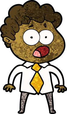 Bir insan tarafından çizilmiş bir karikatür adamı şaşkınlıkla nefes nefese kaldı.