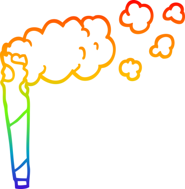 Bir insan tarafından çizilen kenevir sigarasının gökkuşağı gradyanı çizimi