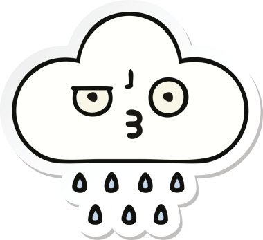 Bir insan tarafından çizilmiş şirin bir yağmur bulutunun çıkartması.