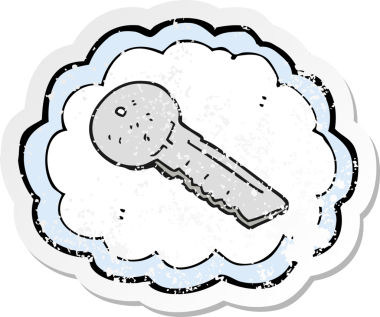 Bir insan tarafından çizilmiş çizgi film kapısının gerilimli çıkartması.