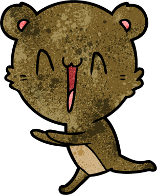 Koşan ayı karikatürü bir insan tarafından çizildi