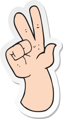 Bir insan tarafından çizilmiş bir karikatür el sayma etiketi.