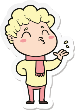 Bir insan tarafından çizilmiş karikatür adamın çıkartması.