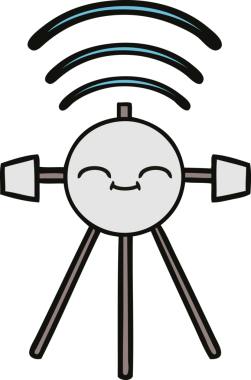 Bir insan tarafından çizilmiş sevimli bir uydu karikatürü.