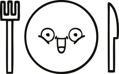 Bir insan tarafından çizilmiş bir yemek tabağının karikatürü.