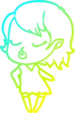 Soğuk gradyan çizgisi, bir insan tarafından çizilmiş şirin bir vampir kız çizgi filmi.