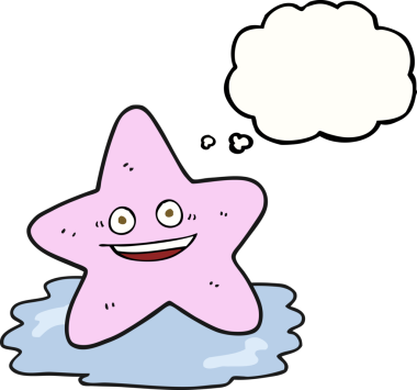 Bir insan tarafından çizilmiş serbest çizim düşünce baloncuğu denizyıldızı.