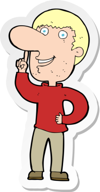 Bir insan tarafından çizilmiş fikri olan bir karikatürcünün çıkartması.