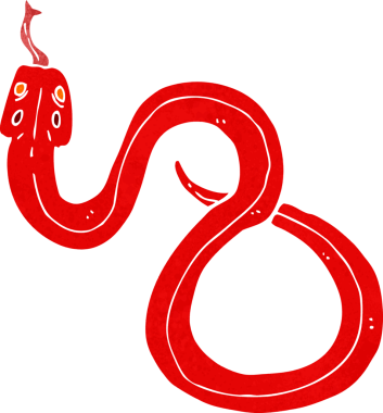 Bir insan tarafından çizilmiş çizgi film yılanı.