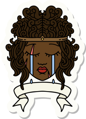 Ağlayan bir insan barbarının çıkartması. Bir insan tarafından çizilmiş pankartıyla.