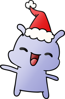 Bir insan tarafından çizilmiş Kawai uzaylısının el çizimi gradyan çizgi filmi.