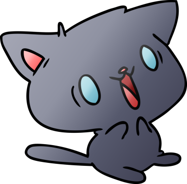 Bir insan tarafından çizilmiş sevimli kawaii kedisinin gradyan çizimi