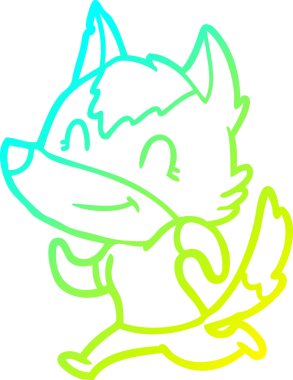 Bir insan tarafından çizilmiş dost canlısı bir kurt çizgi çizimi.