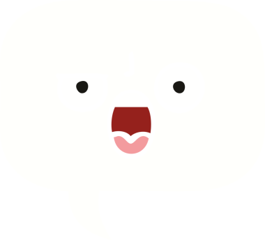 Bir insan tarafından çizilmiş bir konuşma baloncuğunun düz renk retro karikatürü