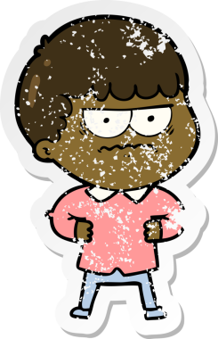 Bir insan tarafından çizilmiş sıkıntılı bir karikatür çıkartması.