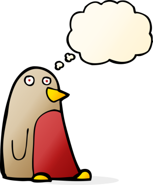 Bir insan tarafından çizilmiş düşünce balonlu çizgi robin.