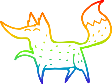 gökkuşağı gradyanı çizimi bir insan tarafından çizilmiş tilki çizgi filmi