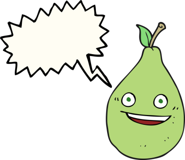 Bir insan tarafından çizilmiş serbest konuşma balonu karikatürü armudu