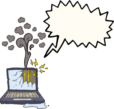 Serbest konuşma balonu karikatürü bir insan tarafından çizilmiş bozuk bilgisayar