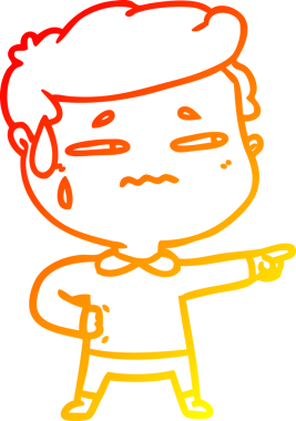 Bir insan tarafından çizilmiş endişeli bir adamın çizgi film çizimi.