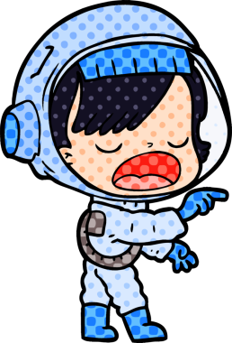 Bir insan tarafından çizilmiş astronot kadın.