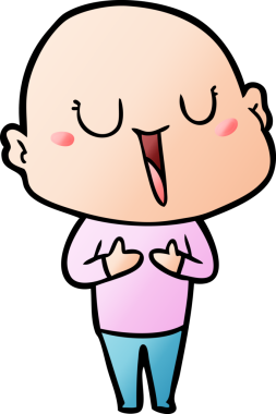 Bir insan tarafından çizilmiş mutlu, kel adam.