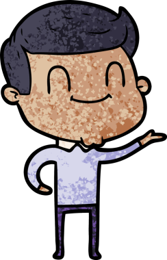 Bir insan tarafından çizilmiş çizgi film dostu bir adam.